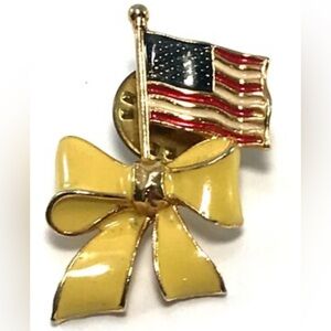 Vintage American Flag and Yellow Ribbon Pin